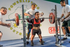 Kevin with a Big Squat at the Melbourne Powerlifting Open 